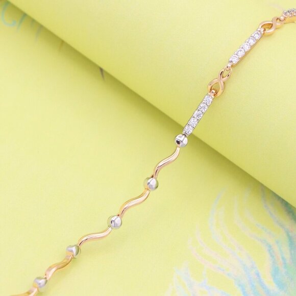 "Elegant Infinity Link Rose Gold & Silver Bracelet with Crystals, XPBL0849 - Picture 2 of 12